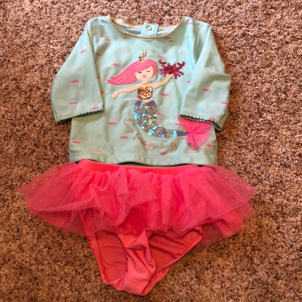 Mudpie mermaid two piece rashguard tutu swimsuit